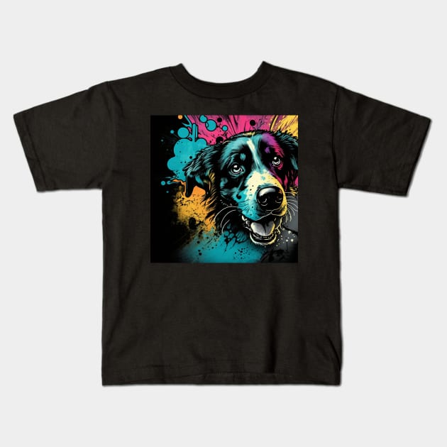 Cosmic Dog Splatter Paint Kids T-Shirt by TheArtfulAllie